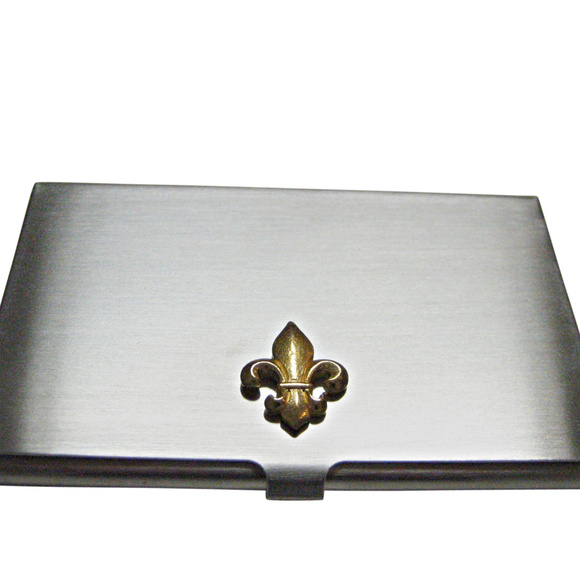 Gold Business Card Holder In Business Card Holders for sale  Gold Toned Fleur de Lys Business Card Holder